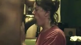 زوجة متحمس مع اللسان ...